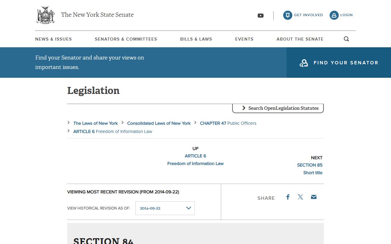 New York Public Officers Law 84 open government for Queens County public records