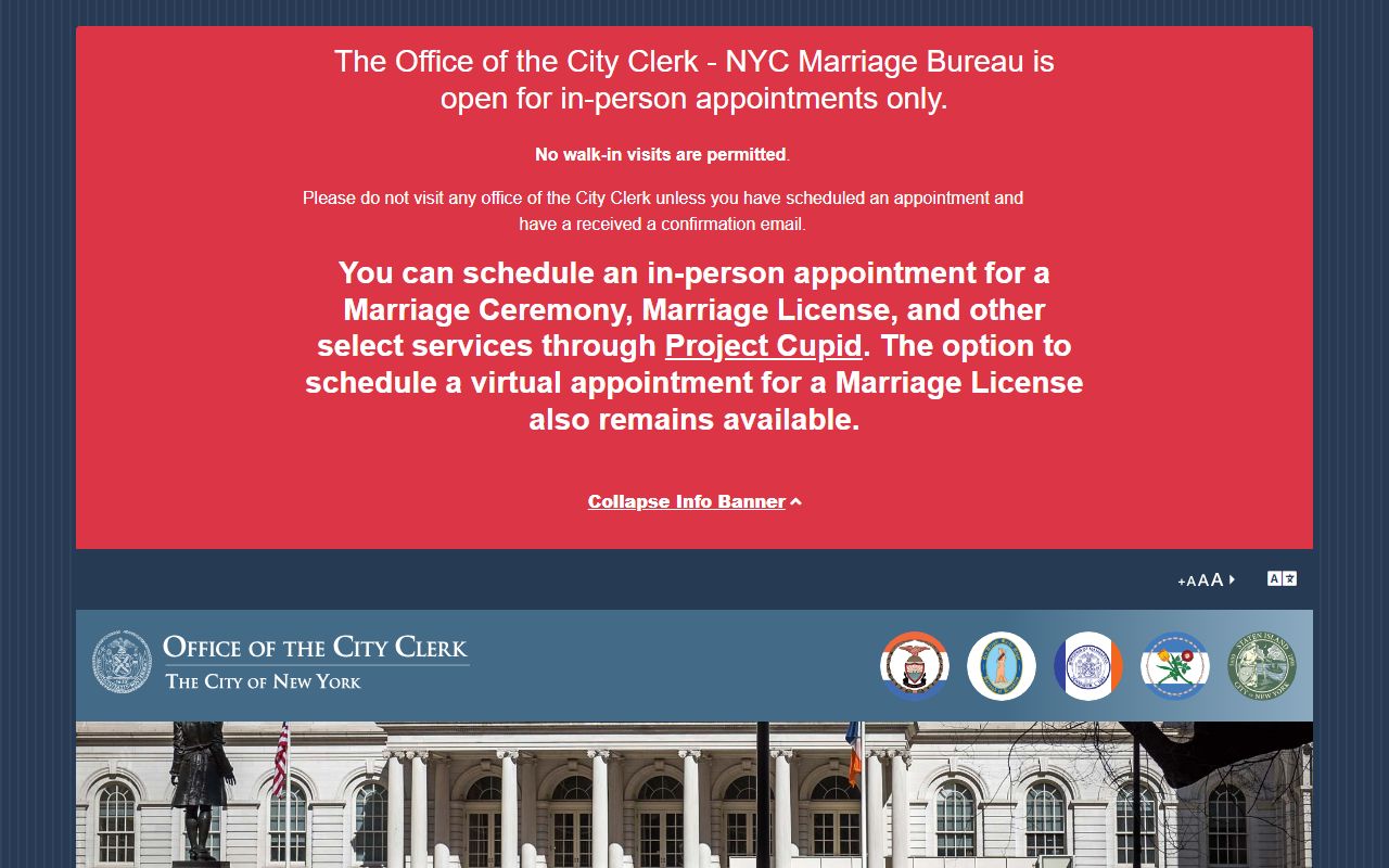 NYC City Clerk marriage license for Queens County marriage records