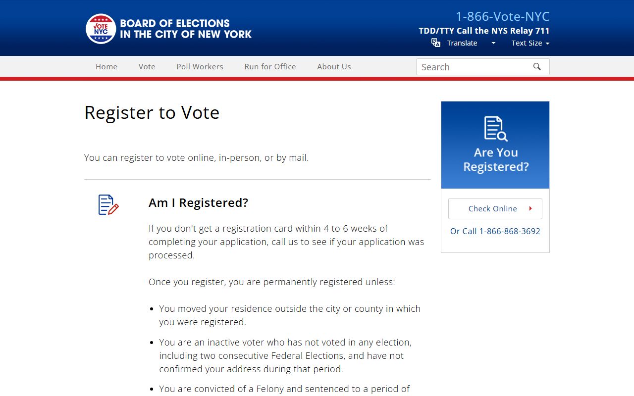 NYC voter registration for Queens County civil rights restoration