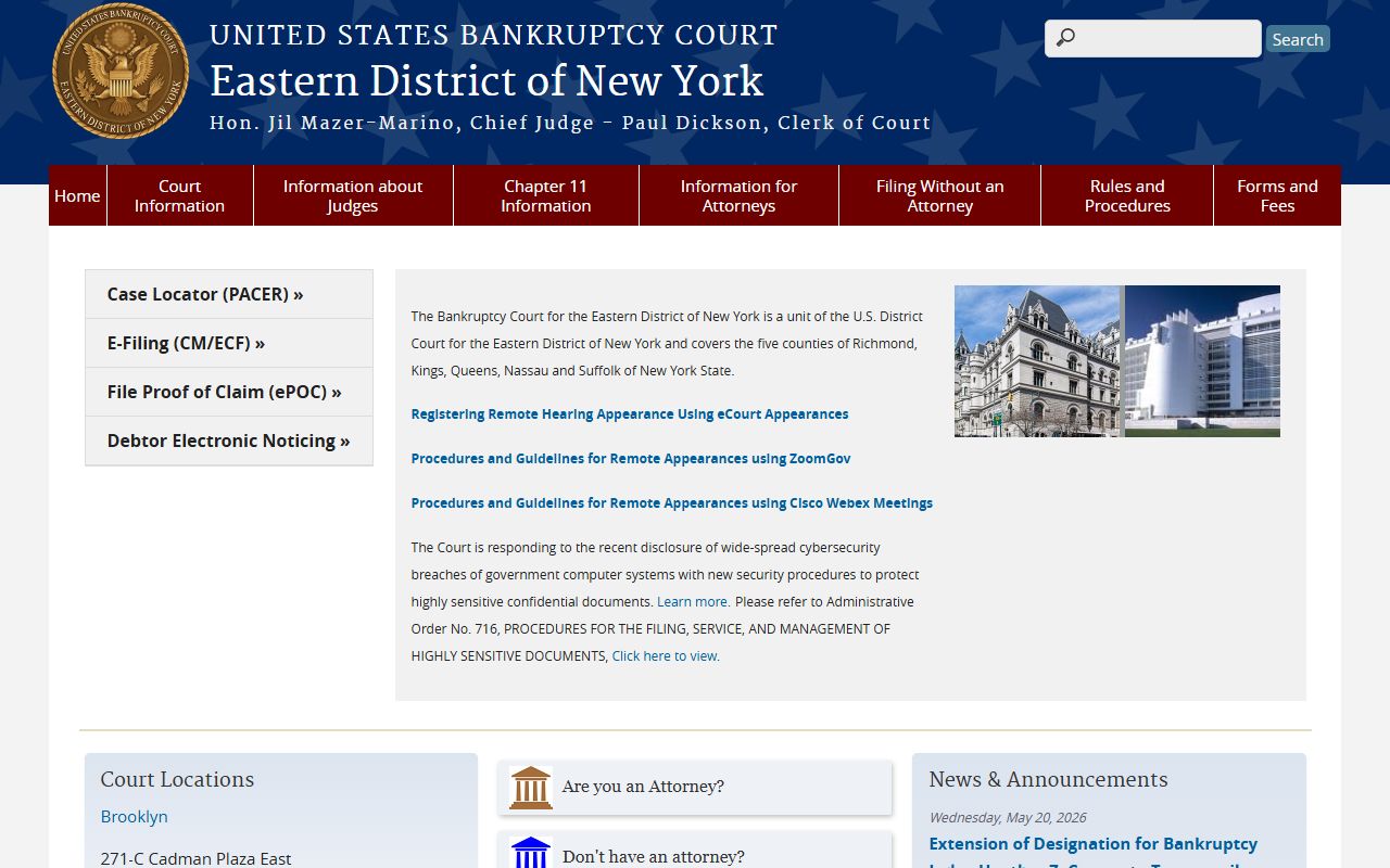 Eastern District of New York bankruptcy court for Queens County records