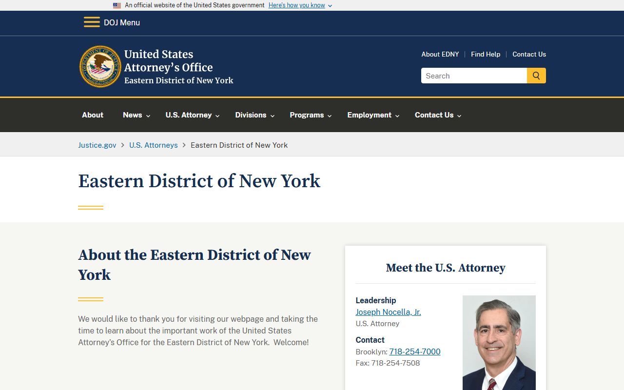 U.S. Attorney Eastern District of New York office for Queens County criminal records
